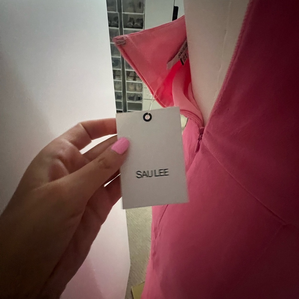 Sau Lee Helene Dress Pink One-Shoulder Maxi Gown NWT - Picture 3 of 9